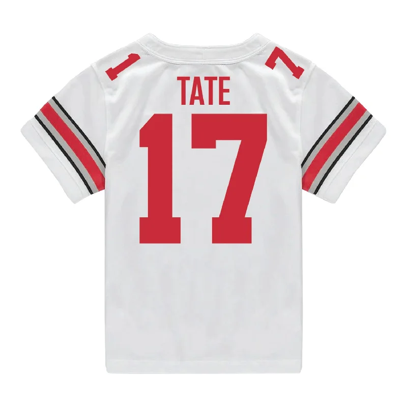 Ohio State Buckeyes Nike #17 Carnell Tate Student Athlete White Football Jersey