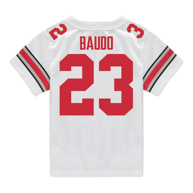 Ohio State Buckeyes Nike #23 Nolan Baudo Student Athlete White Football Jersey