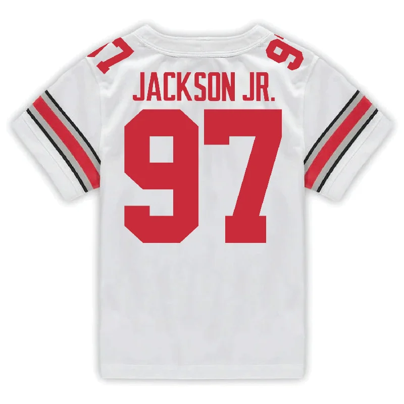 Ohio State Buckeyes Nike #97 Kenyatta Jackson Jr. Student Athlete White Football Jersey