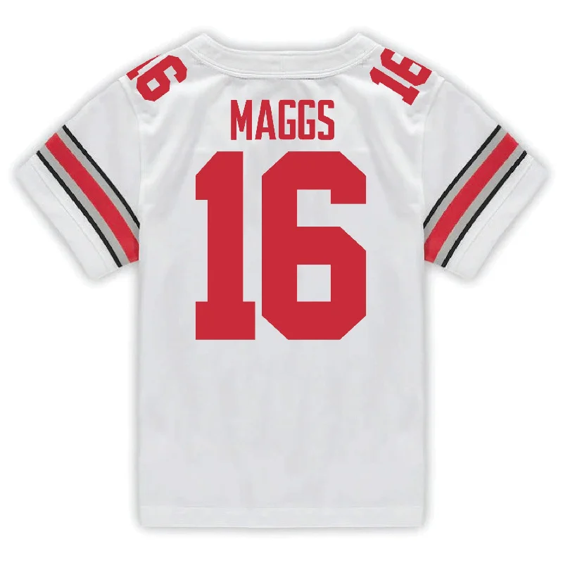 Ohio State Buckeyes Nike #16 Mason Maggs Student Athlete White Football Jersey