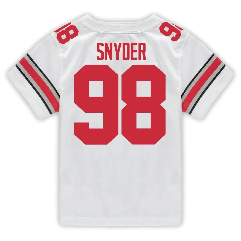 Ohio State Buckeyes Nike #98 Austin Snyder Student Athlete White Football Jersey