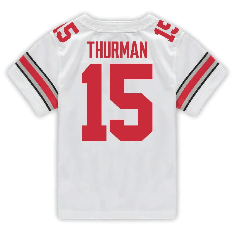 Ohio State Buckeyes Nike #15 Jelani Thurman Student Athlete White Football Jersey