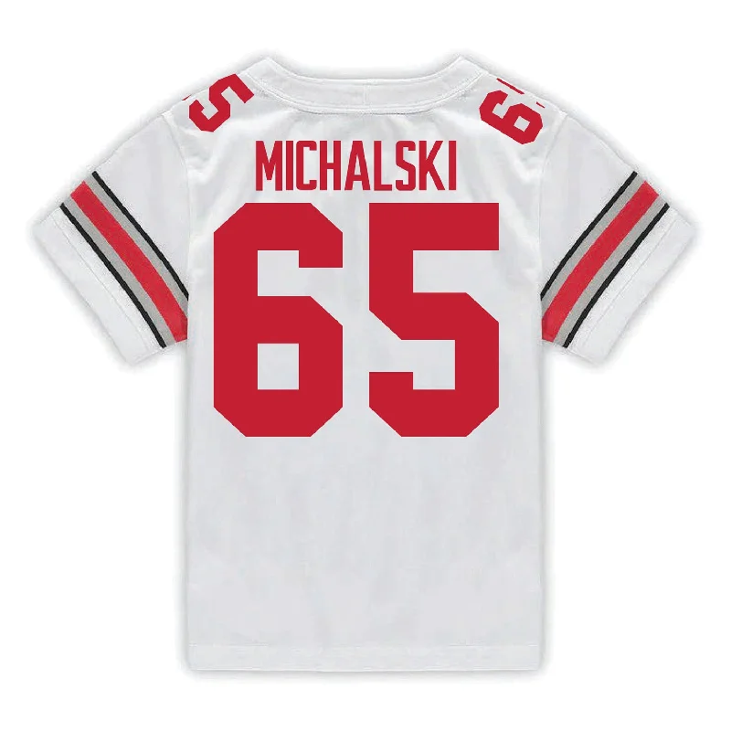 Ohio State Buckeyes Nike #65 Zen Michalski Student Athlete White Football Jersey