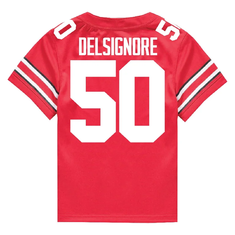 Ohio State Buckeyes Nike #50 Alec DelSignore Student Athlete Scarlet Football Jersey