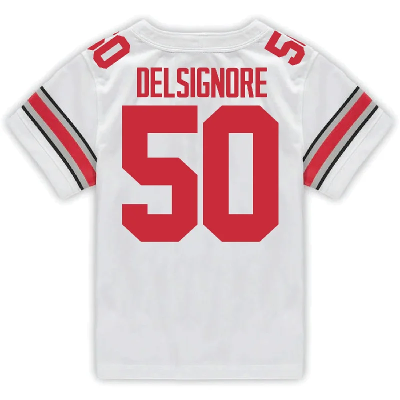 Ohio State Buckeyes Nike #50 Alec DelSignore Student Athlete White Football Jersey