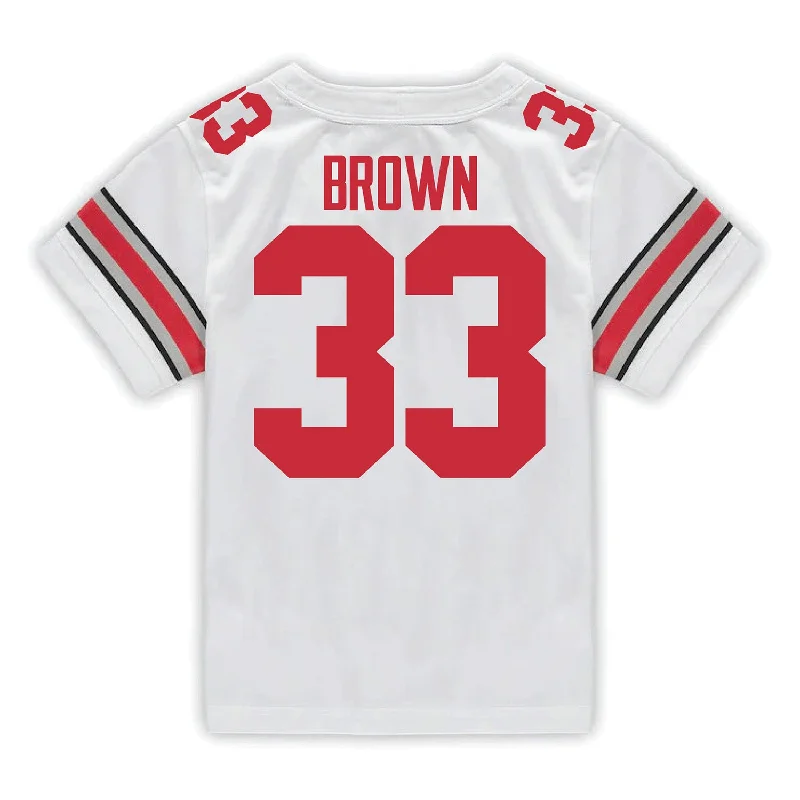 Ohio State Buckeyes Nike #33 Devin Brown Student Athlete White Football Jersey