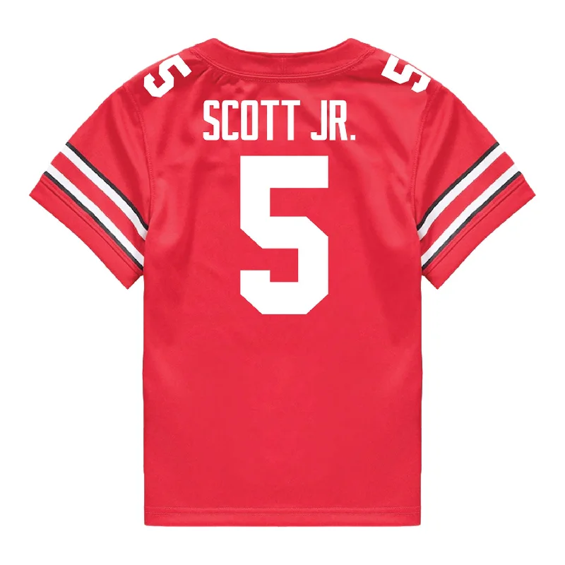 Ohio State Buckeyes Nike #5 Aaron Scott Jr. Student Athlete Scarlet Football Jersey