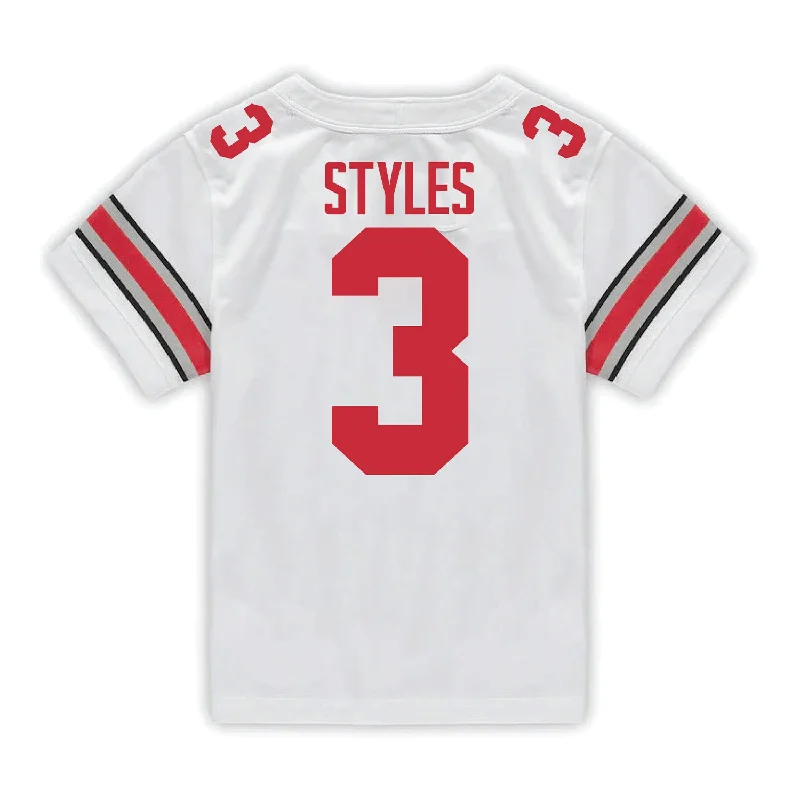 Ohio State Buckeyes Nike #3 Lorenzo Styles Student Athlete White Football Jersey