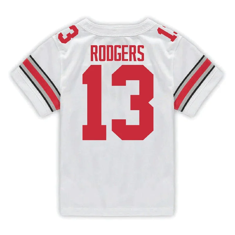 Ohio State Buckeyes Nike #13 Bryson Rodgers Student Athlete White Football Jersey