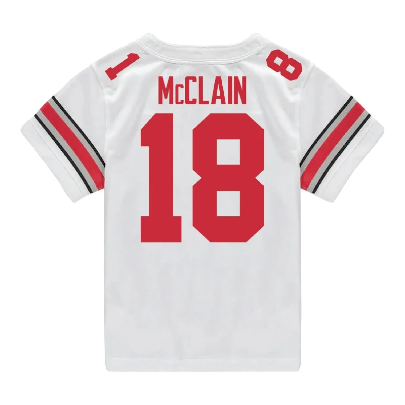 Ohio State Buckeyes Nike #18 Jaylen McClain Student Athlete White Football Jersey