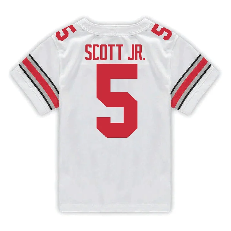 Ohio State Buckeyes Nike #5 Aaron Scott Jr. Student Athlete White Football Jersey