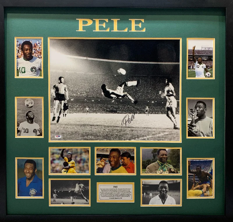 Pele Hand Signed Poster - Framed