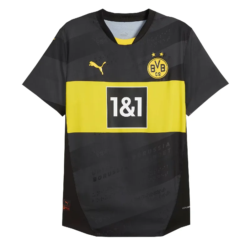 PUMA Men's Borussia Dortmund 2024/25 Authentic Away Jersey Black/Faster Yellow