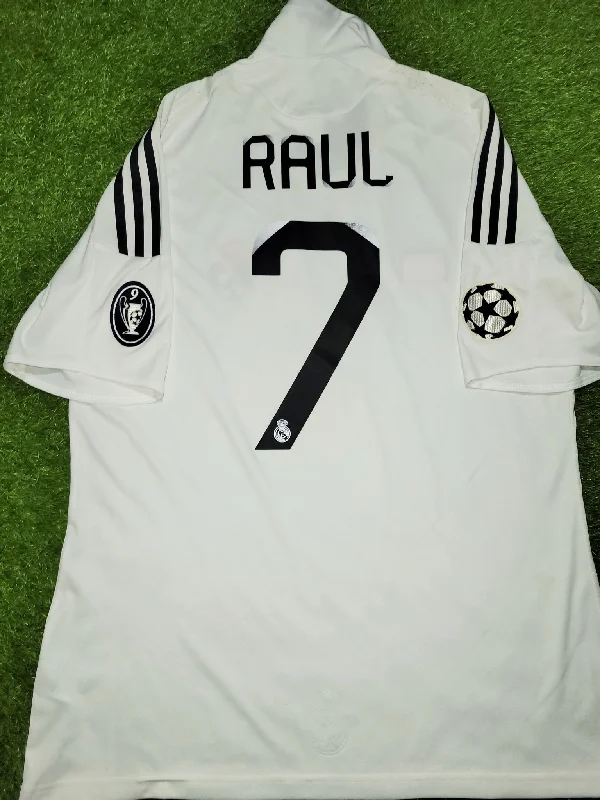 Raul Real Madrid 2008 2009 UEFA Home Soccer Jersey Shirt L SKU# 051101 AZB001