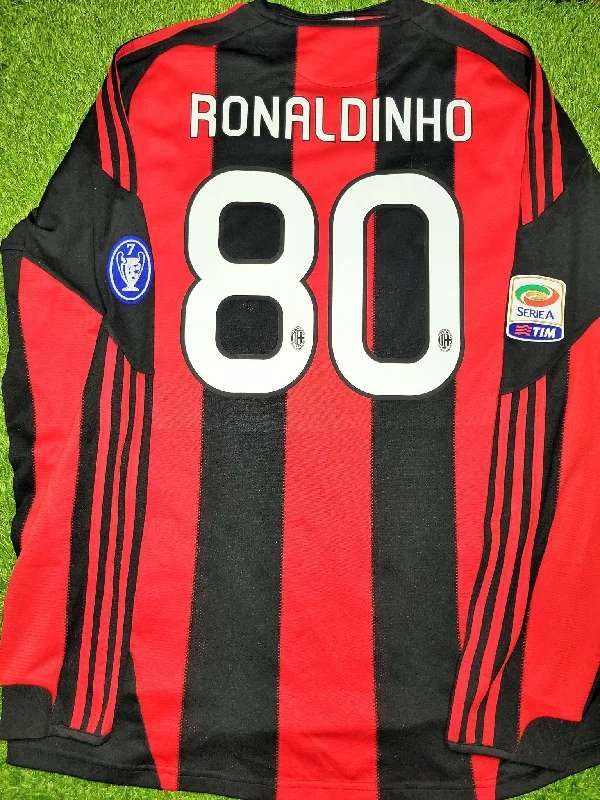 Ronaldinho AC Milan 2010 2011 Home Long Sleeve Soccer Jersey Shirt XL SKU# P96287