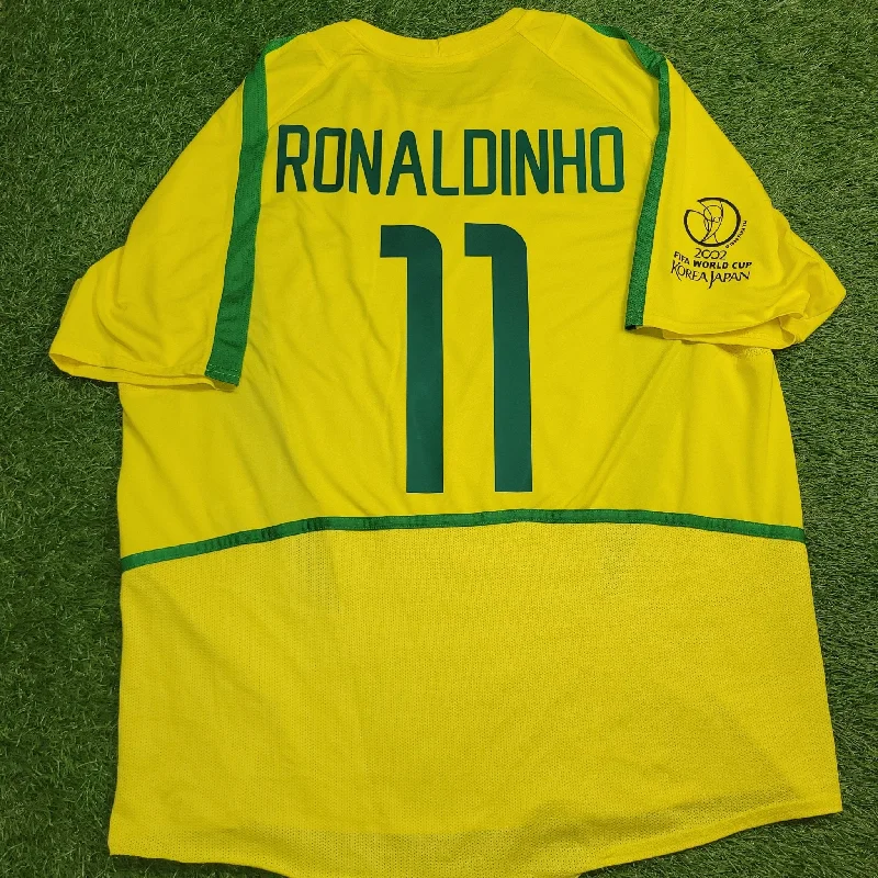 Ronaldinho Brazil 2002 WORLD CUP Soccer Home Jersey Shirt L