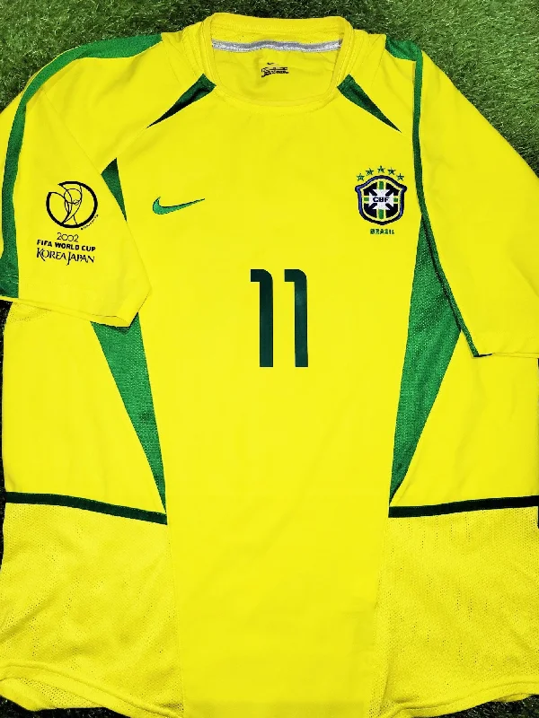 Ronaldinho Brazil 2002 WORLD CUP Soccer Home Jersey Shirt M SKU# 113382