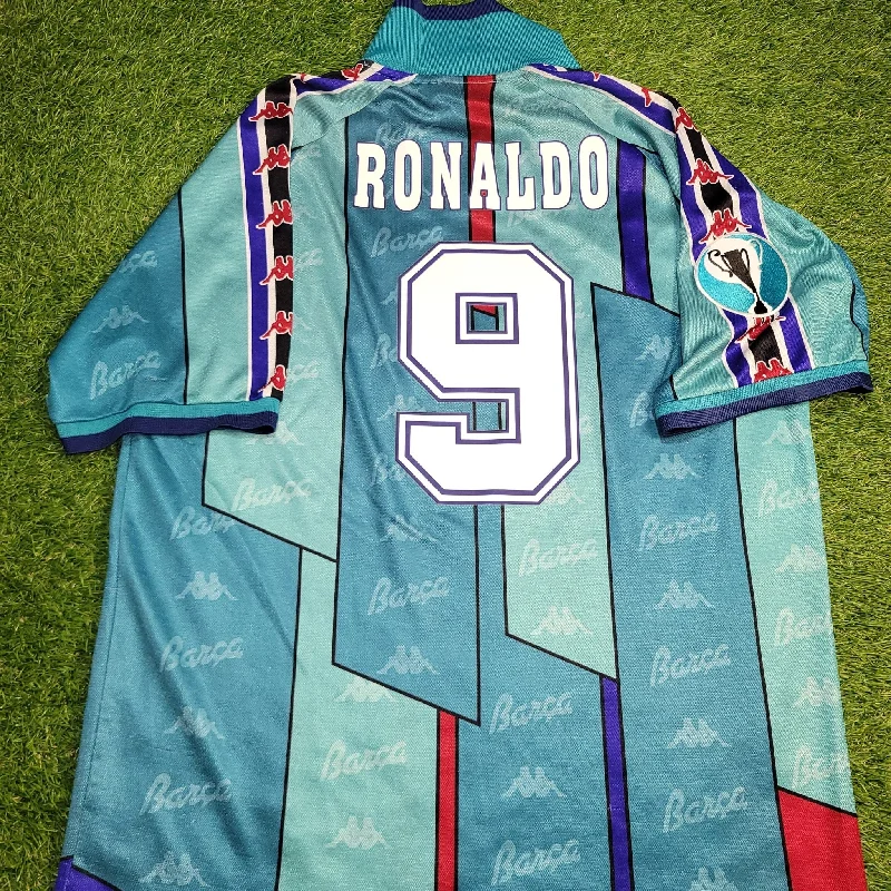 Ronaldo Kappa Barcelona UEFA CUP FINAL 1996 1997 Away Soccer Jersey Shirt XL