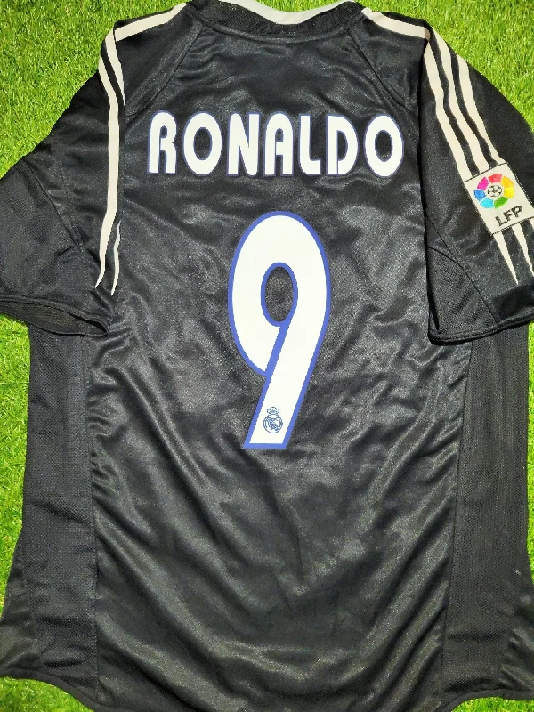 Ronaldo Real Madrid Black Away 2004 2005 Soccer Jersey Shirt M SKU# 367826