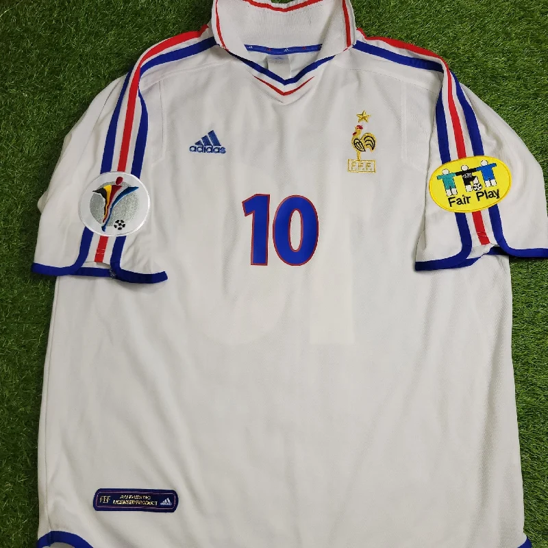 Zidane France 2000 EURO CUP Away Soccer Jersey L