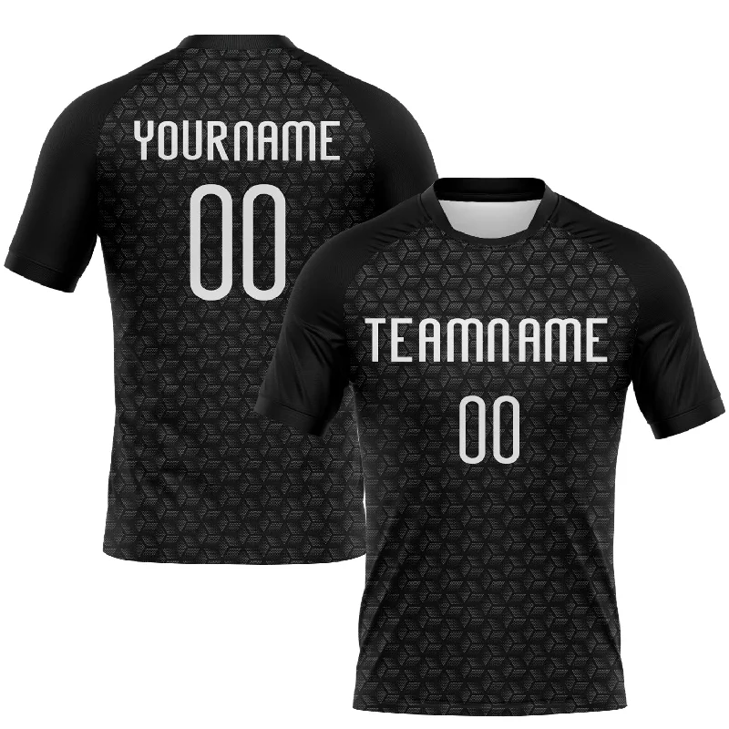 Custom Black White Geometric Shape Sublimation Volleyball Uniform Jersey