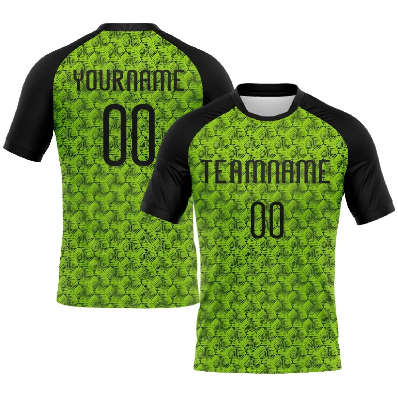 Custom Neon Green Black Geometric Shape Sublimation Volleyball Uniform Jersey